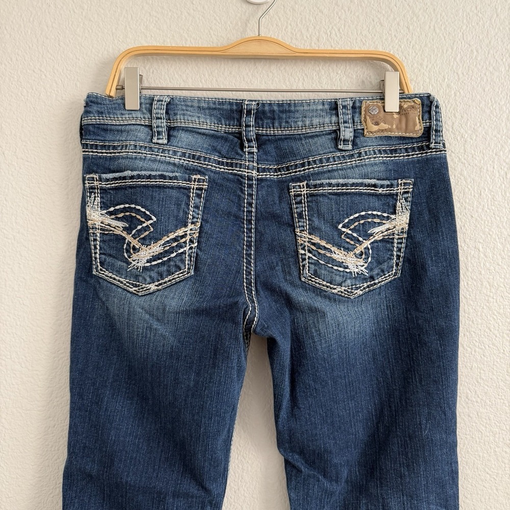 Silver Jeans Women 32 x 31 Blue Lola Straight Mid Rise Stretch Bootcut - Picture 7 of 14